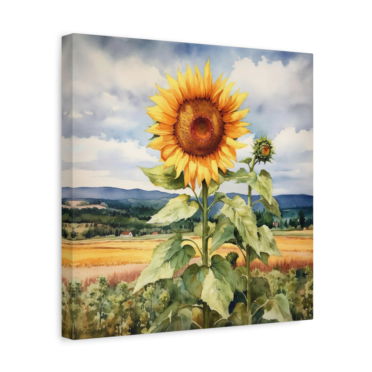Watercolor Sunflower Canvas Wall Art