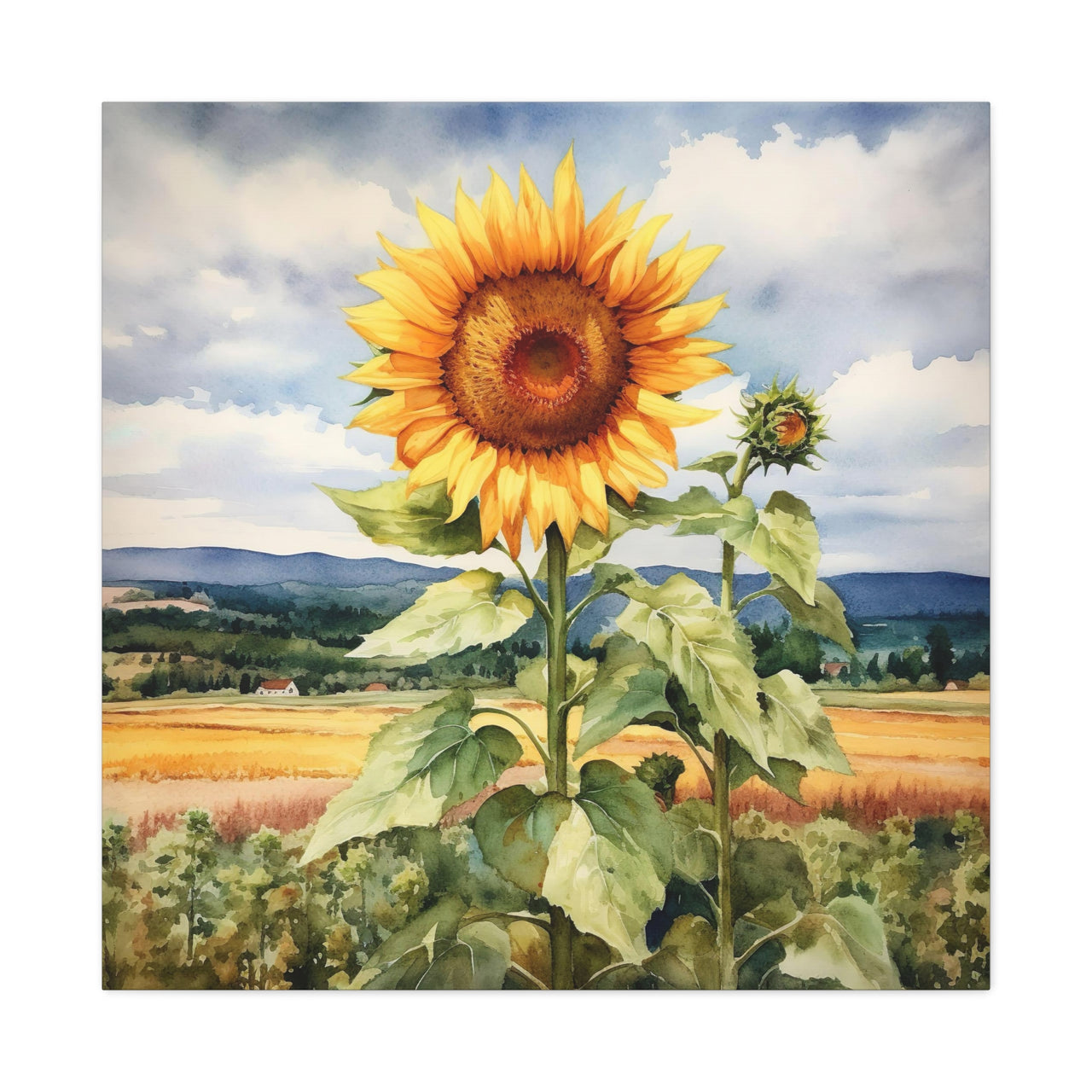 Watercolor Sunflower Canvas Wall Art