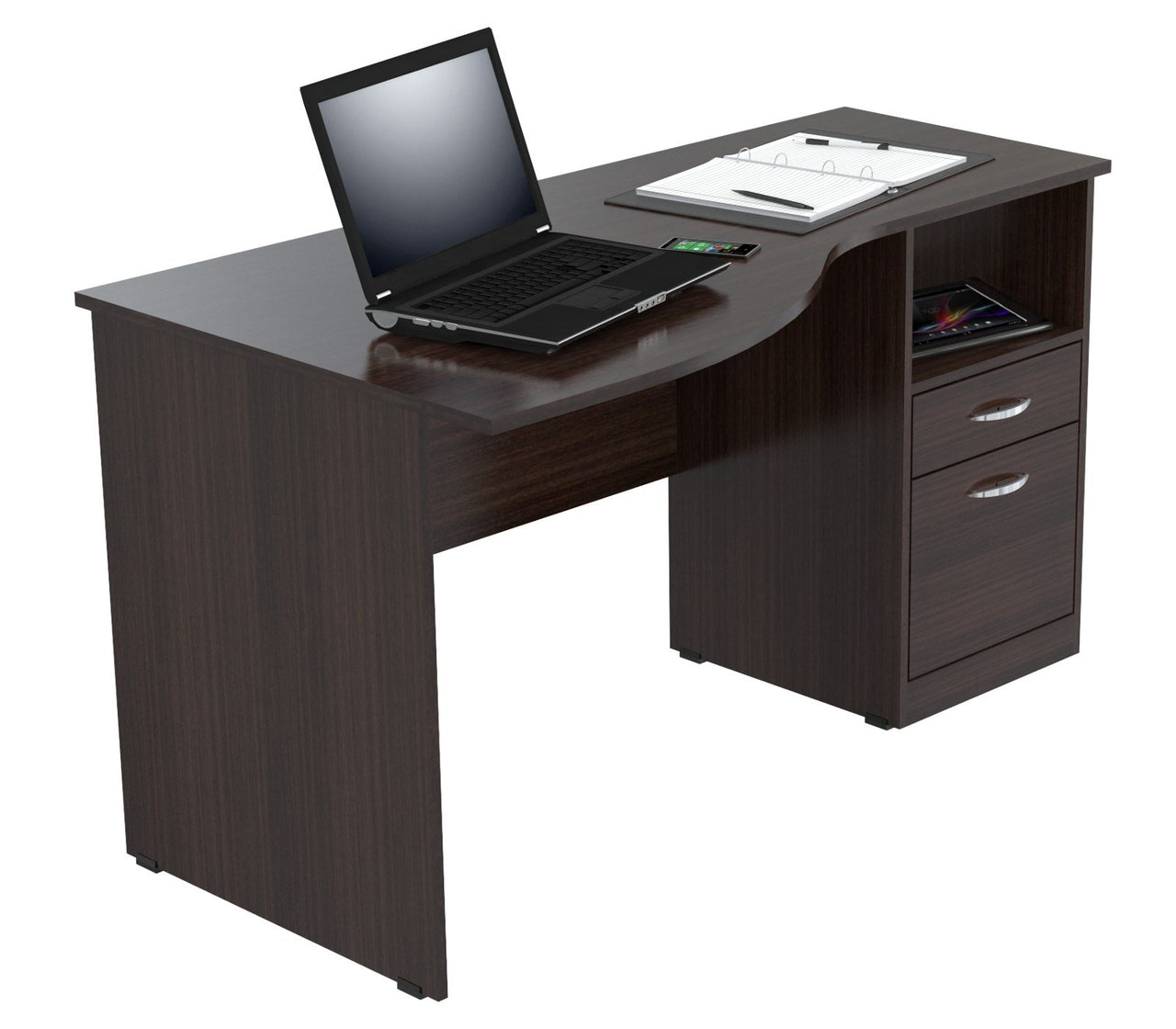 Espresso Finish Wood Curved Top Writing Desk-4