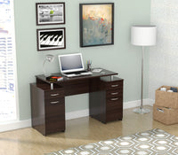 Thumbnail for Espresso Finish Wood Computer Desk with Four Drawers-1