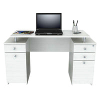 Thumbnail for White Finish Wood Computer Desk with Four Drawers-0