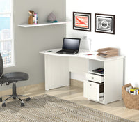 Thumbnail for White Finish Wood Curved Top Writing Desk-0