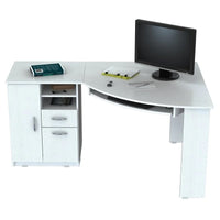 Thumbnail for White Finish Wood L Shape Corner Computer Desk-2