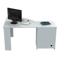 Thumbnail for White Finish Wood L Shape Corner Computer Desk-5