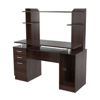 Thumbnail for Espresso Finish Wood Computer Desk with Hutch-0