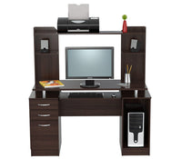 Thumbnail for Espresso Finish Wood Computer Desk with Hutch-2