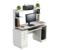 Thumbnail for White Finish Wood Computer Desk with Hutch-1