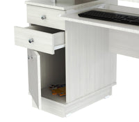 Thumbnail for White Finish Wood Computer Desk with Hutch-2