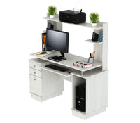 Thumbnail for White Finish Wood Computer Desk with Hutch-4