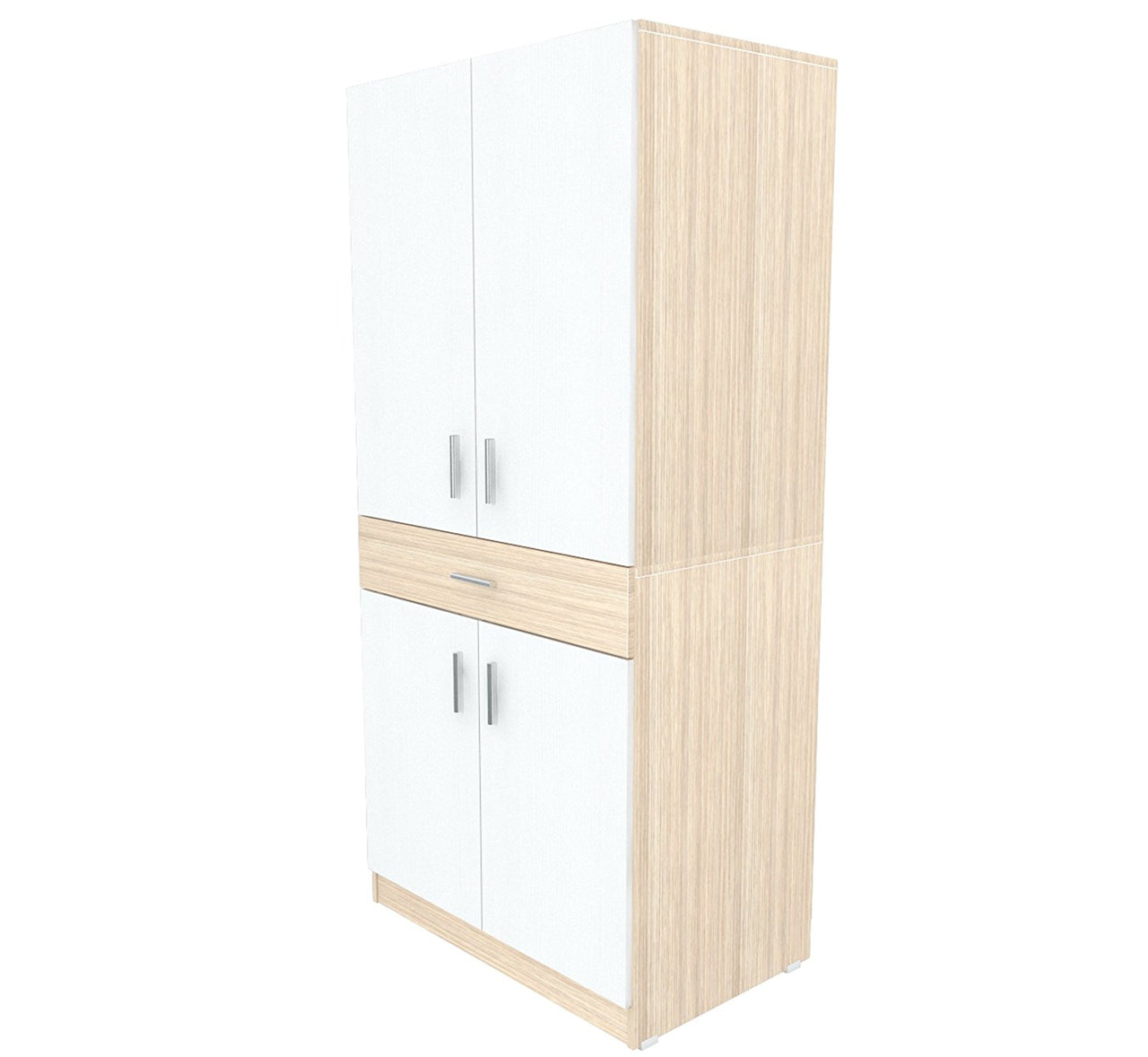 White and Natural Finish Wood Computer Hutch Desk-3