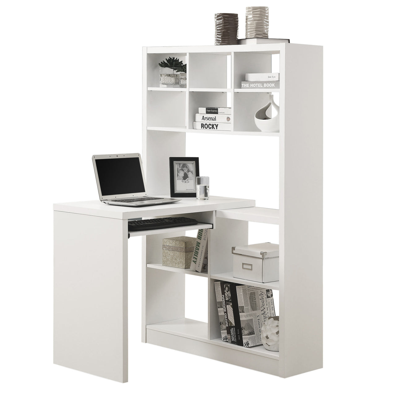 38" White L-Shape Computer Desk-0