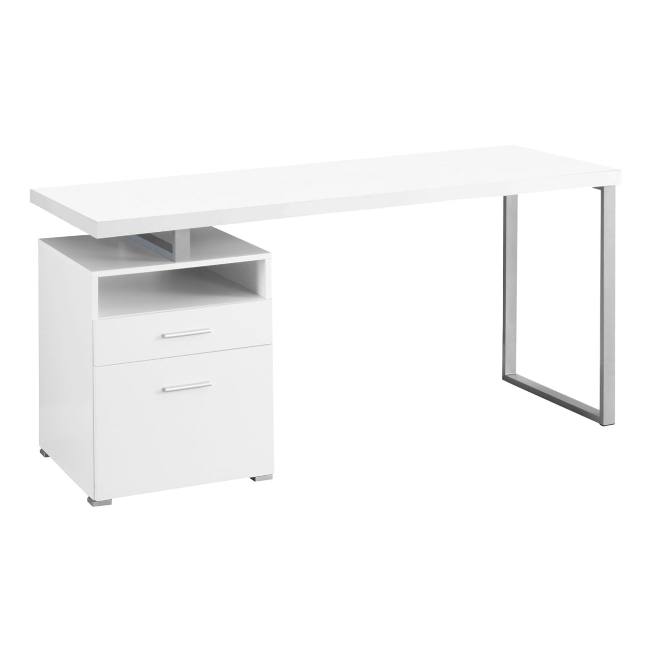 30" White Particle Board and Silver Metal Computer Desk-1