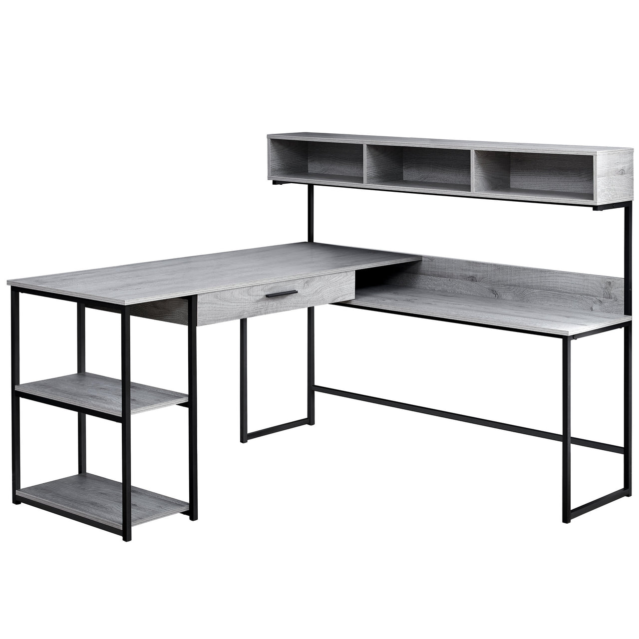 59" Grey L-Shape Computer Desk-0