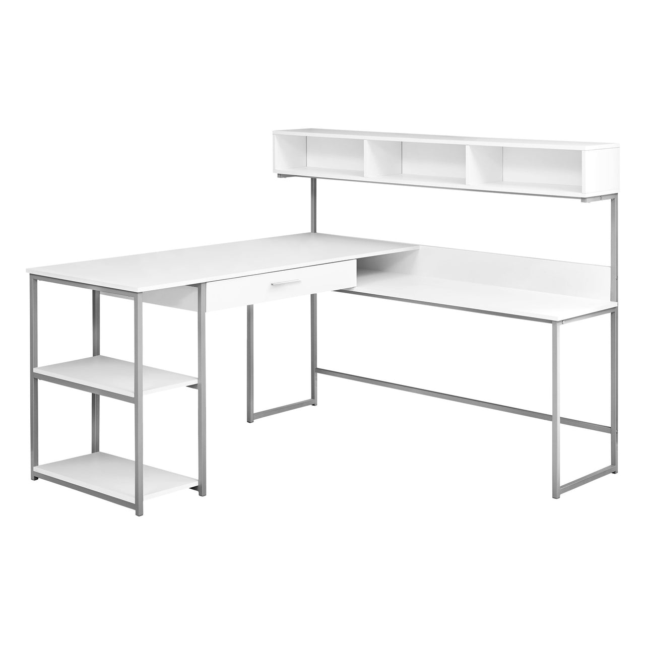 59" White L-Shape Computer Desk-0