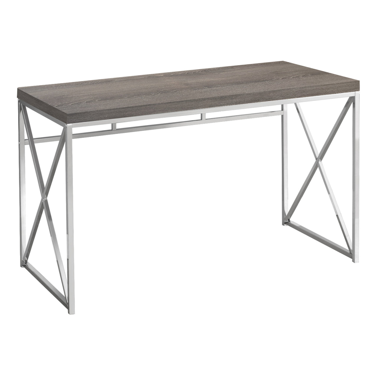 29.75" Dark Taupe Particle Board and Chrome Metal Computer Desk-1