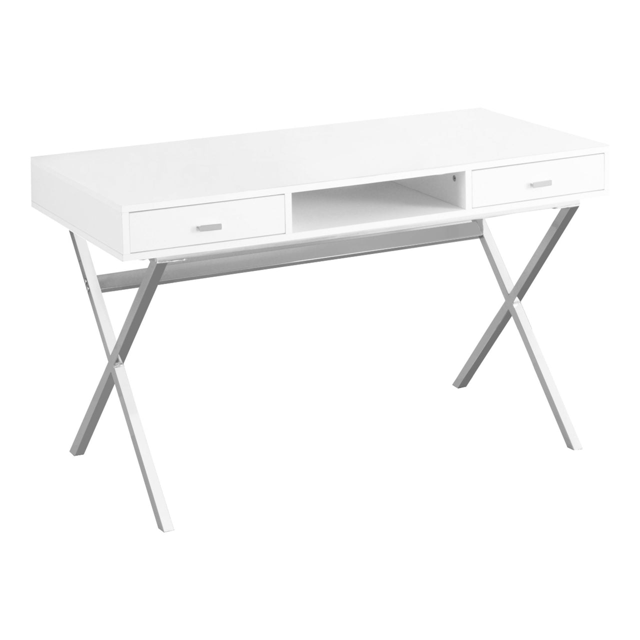24" White Rectangular Computer Desk With Two Drawers-0