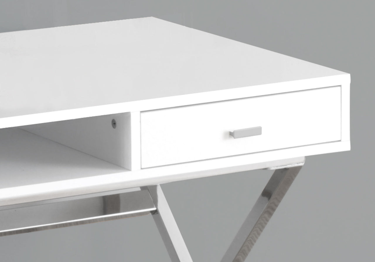 24" White Rectangular Computer Desk With Two Drawers-1