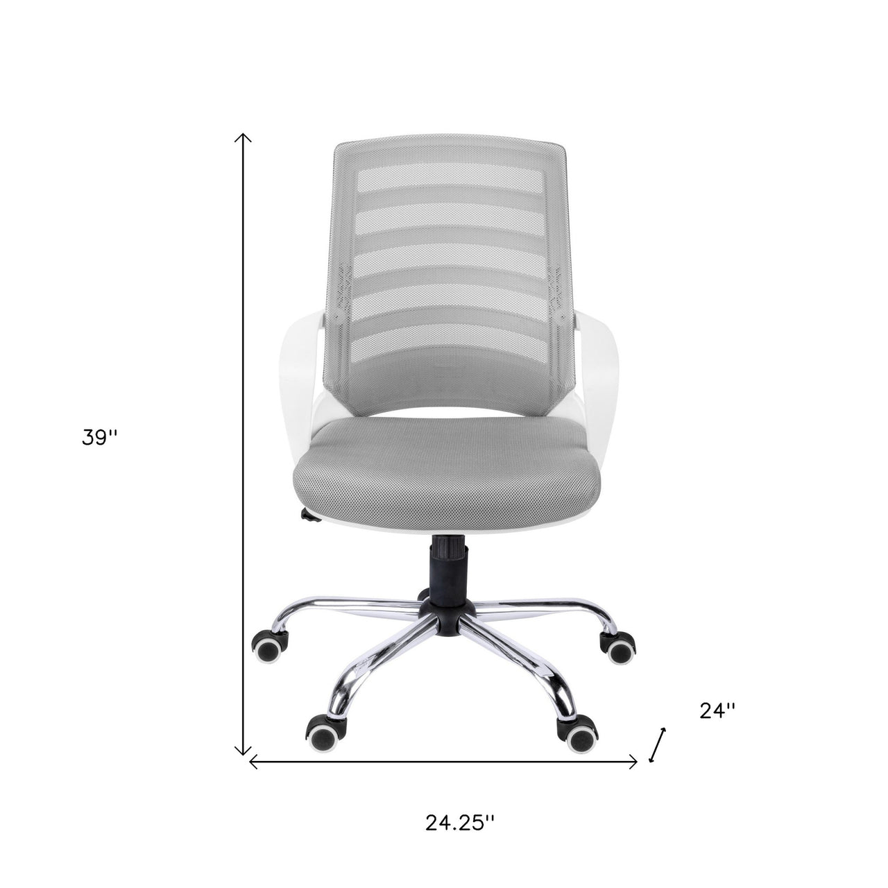 24.25" x 24" x 39" White Grey Foam Metal Nylon  Multi Position Office Chair-3