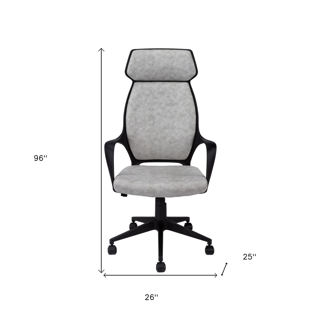 26" x 25" x 96" Grey  Foam  Polypropylene  Microfiber  High Back Office Chair-3