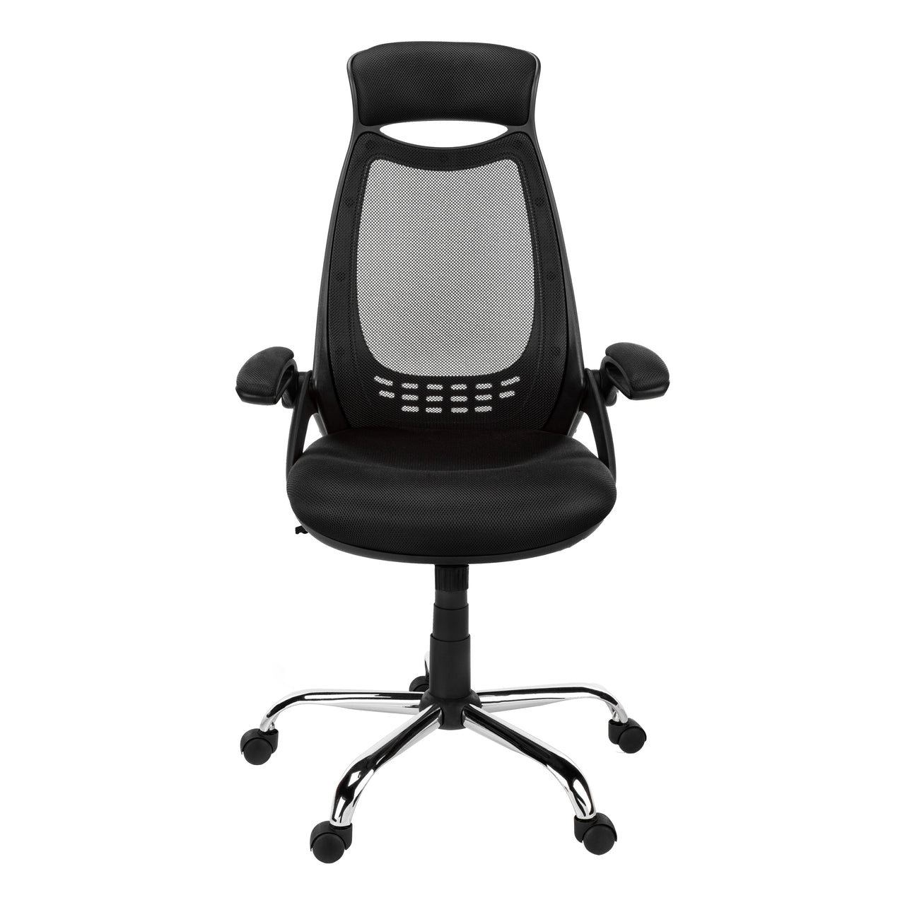 23.75" x 28" x 93.75" Black Foam Metal  Office Chair With A High Back-0