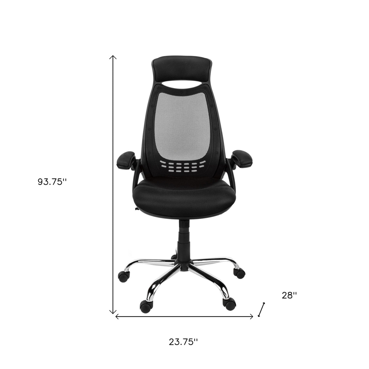 23.75" x 28" x 93.75" Black Foam Metal  Office Chair With A High Back-3