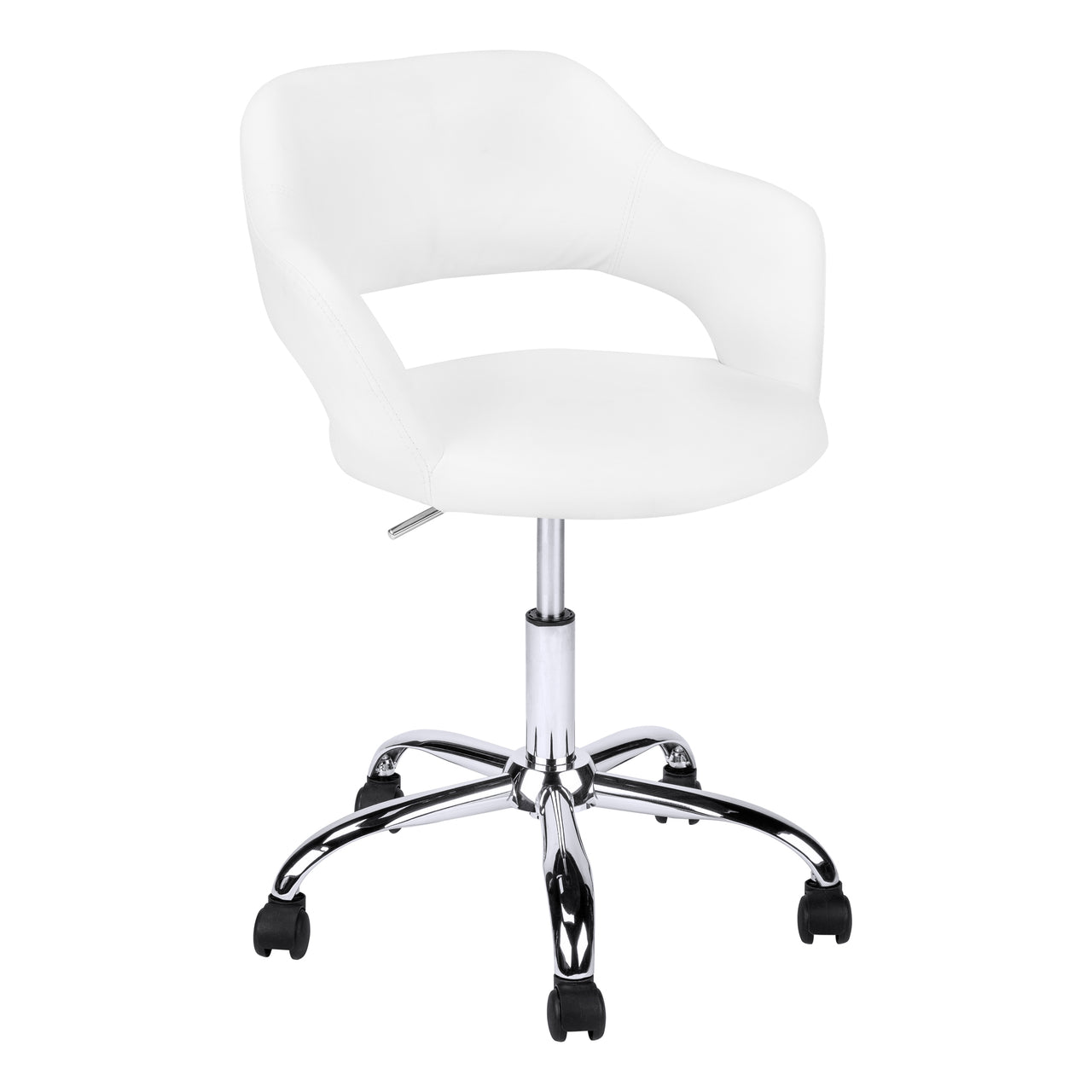 21" x 22.5" x 29" White Foam Metal Leather Look Lift Base  Office Chair-1