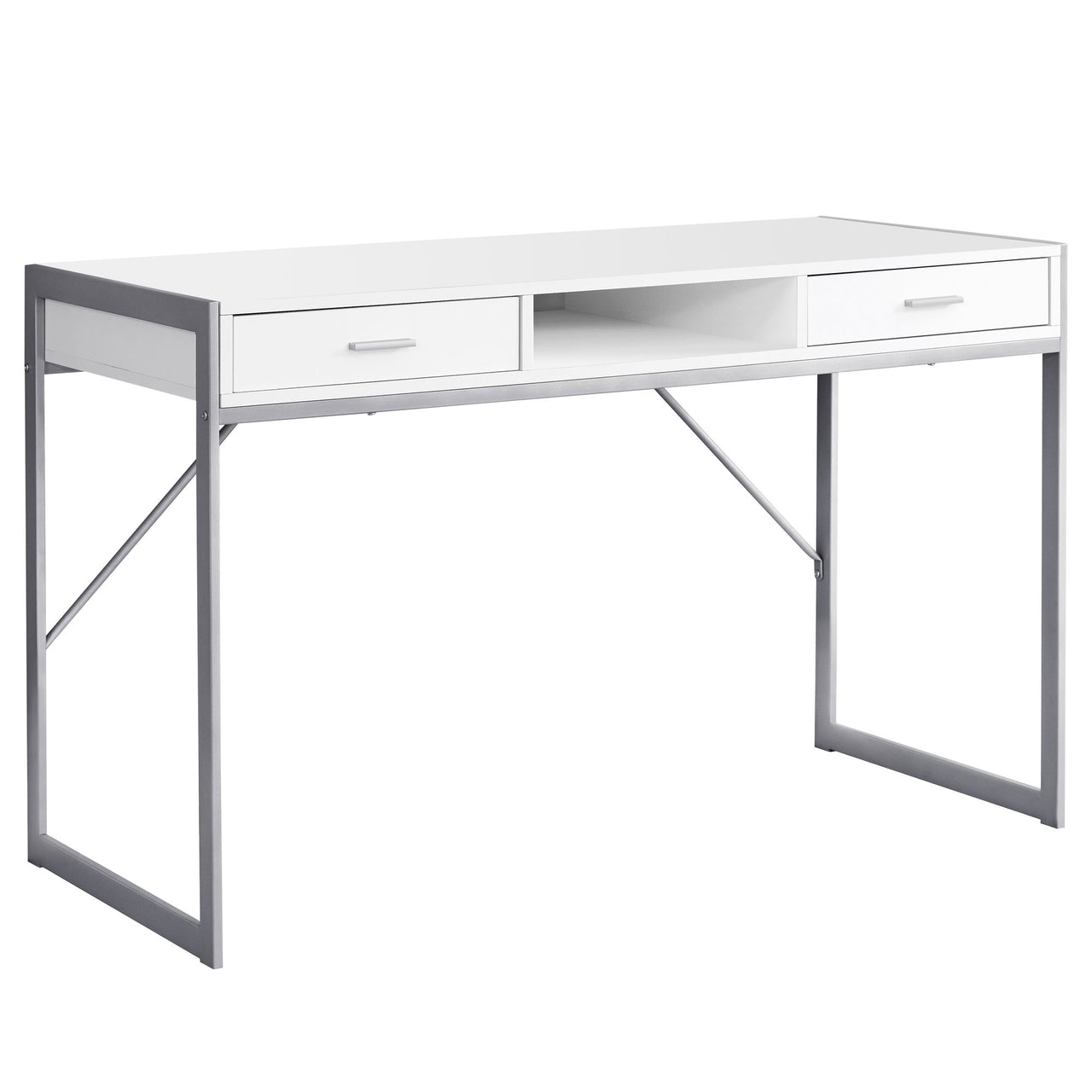 22" White Rectangular Computer Desk With Two Drawers-0