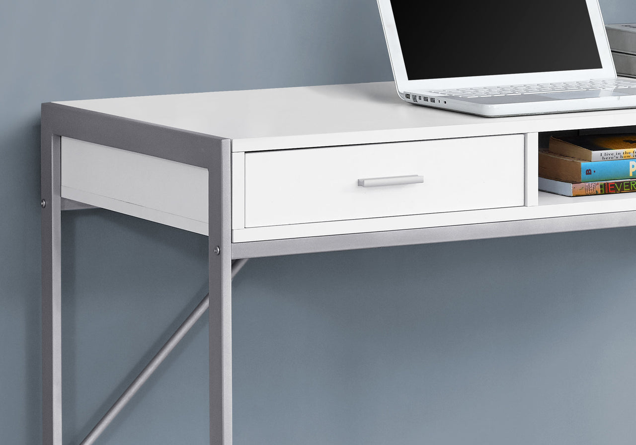 22" White Rectangular Computer Desk With Two Drawers-1