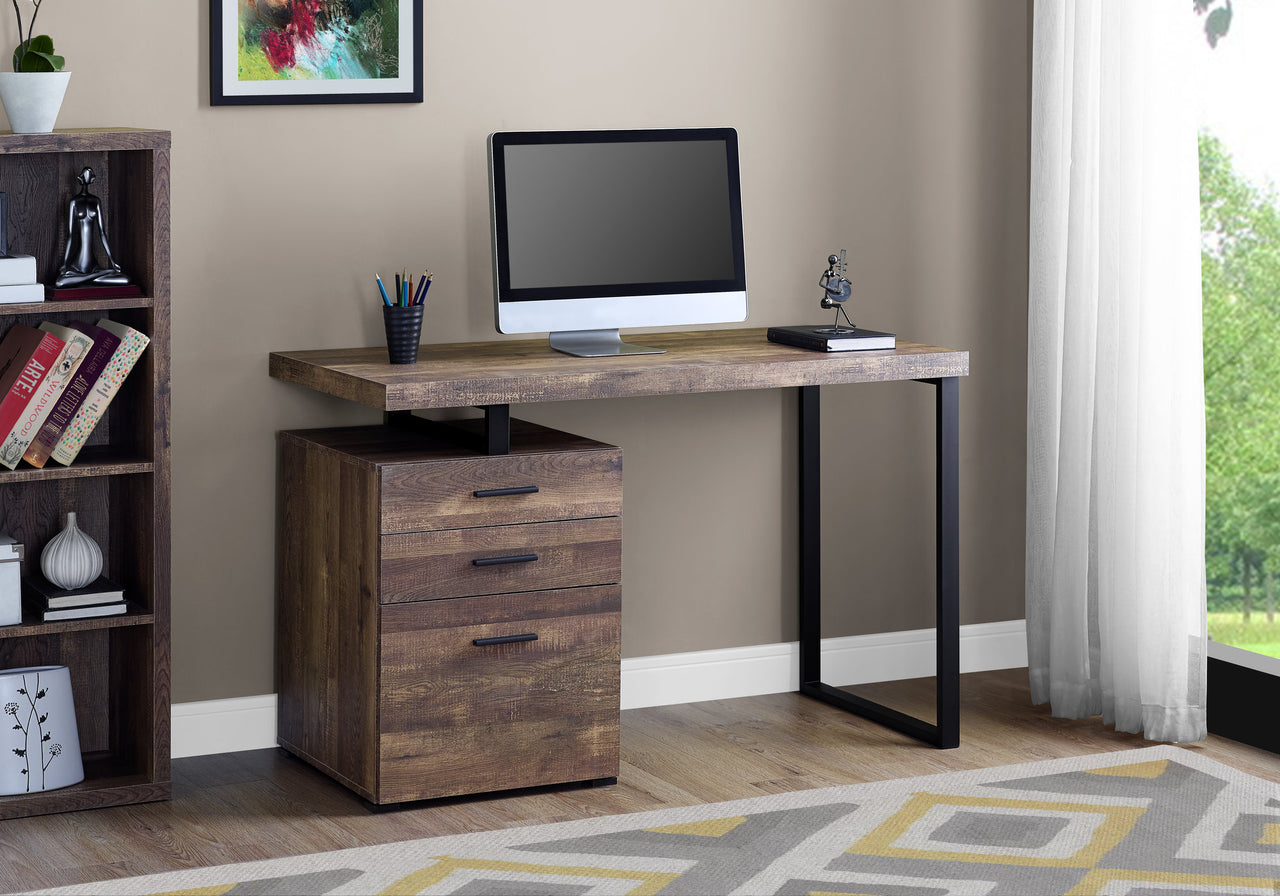 24" Brown Rectangular Computer Desk With Three Drawers-1