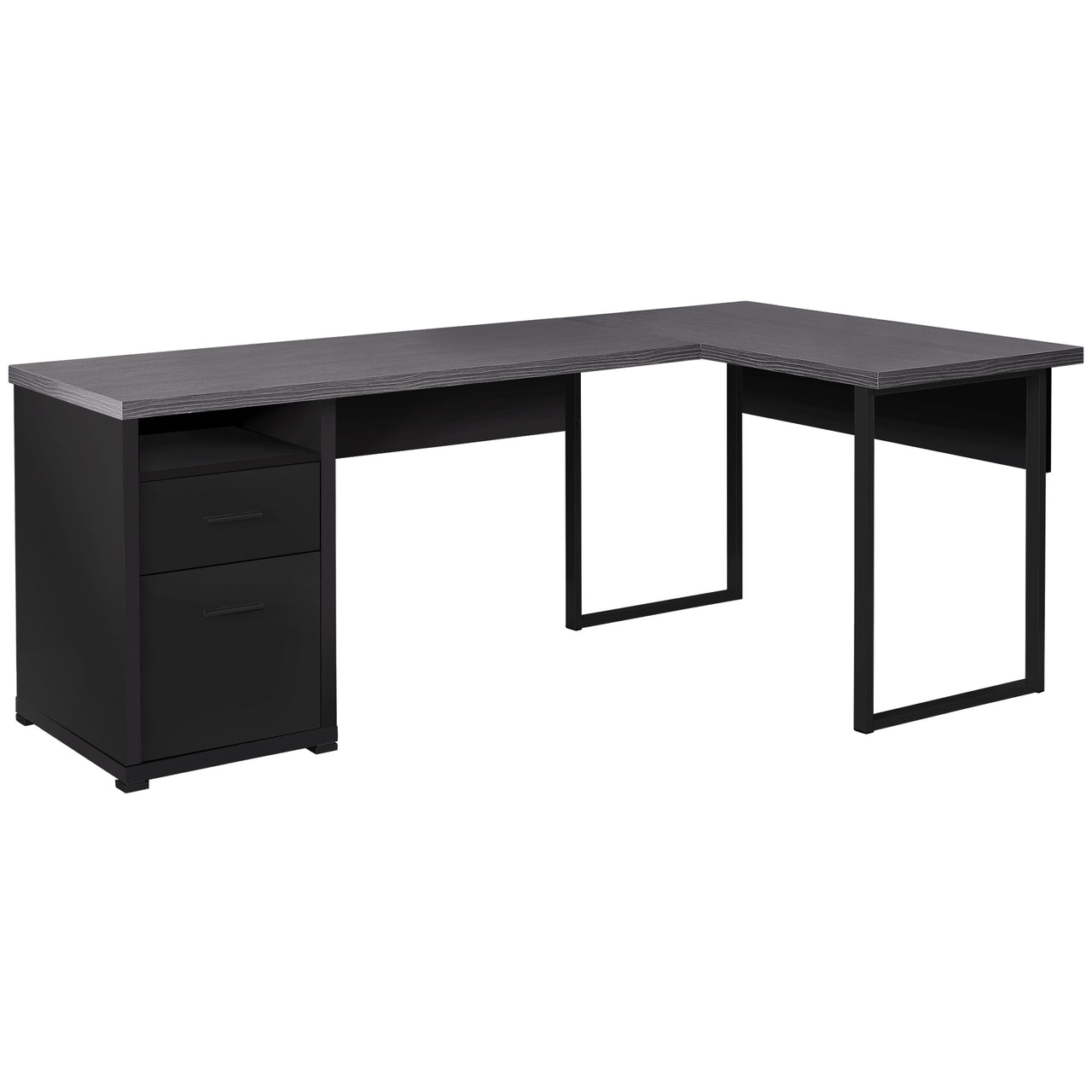 47" Grey L-Shape Computer Desk With Two Drawers-0