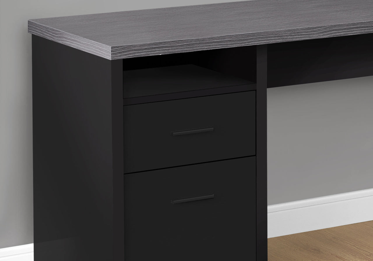 47" Grey L-Shape Computer Desk With Two Drawers-1