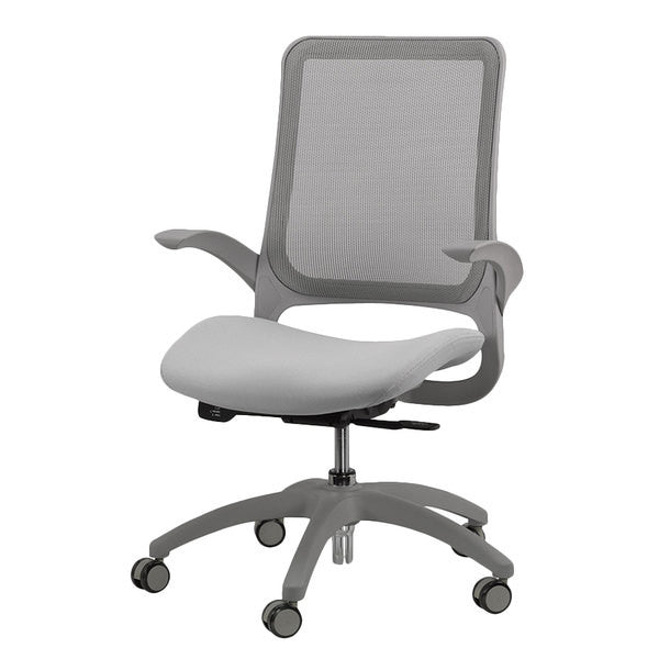 Grey Mesh Ventilated Rolling Office Desk Chair-2