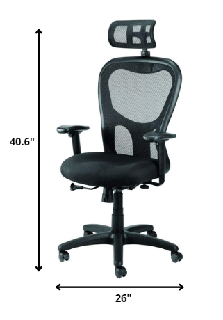 Black Mesh Fabric Rolling Office Desk  Chair-1