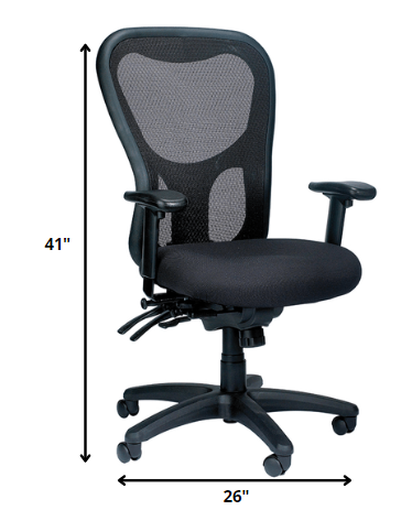 26" x 24" x 41" Black  Mesh   Fabric Chair-1