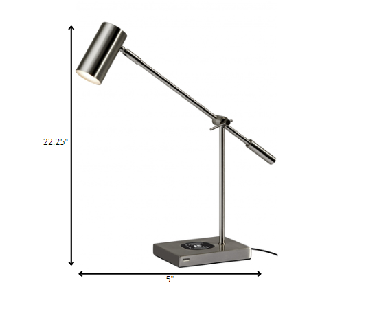 5" X 22.5"  X 12.25-22.25" Brushed Steel Metal LED Desk Lamp-3