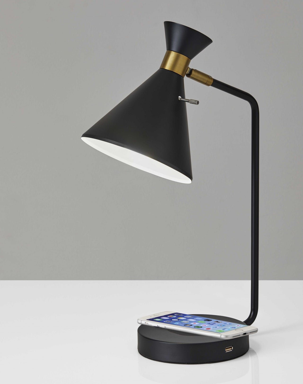 Asymmetrical Diabolo Black Metal Desk Lamp-2