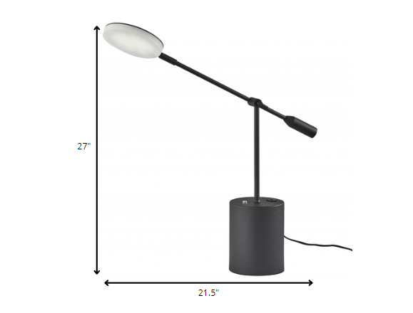 Black Metal Saucer LED Adjustable Desk Lamp-5