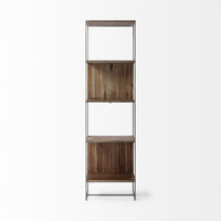 Thumbnail for Brown Wood and Silver Metal Frame with 4 Shelf Shelving Unit-1