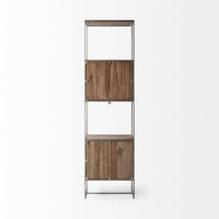 Thumbnail for Brown Wood and Silver Metal Frame with 4 Shelf Shelving Unit-3