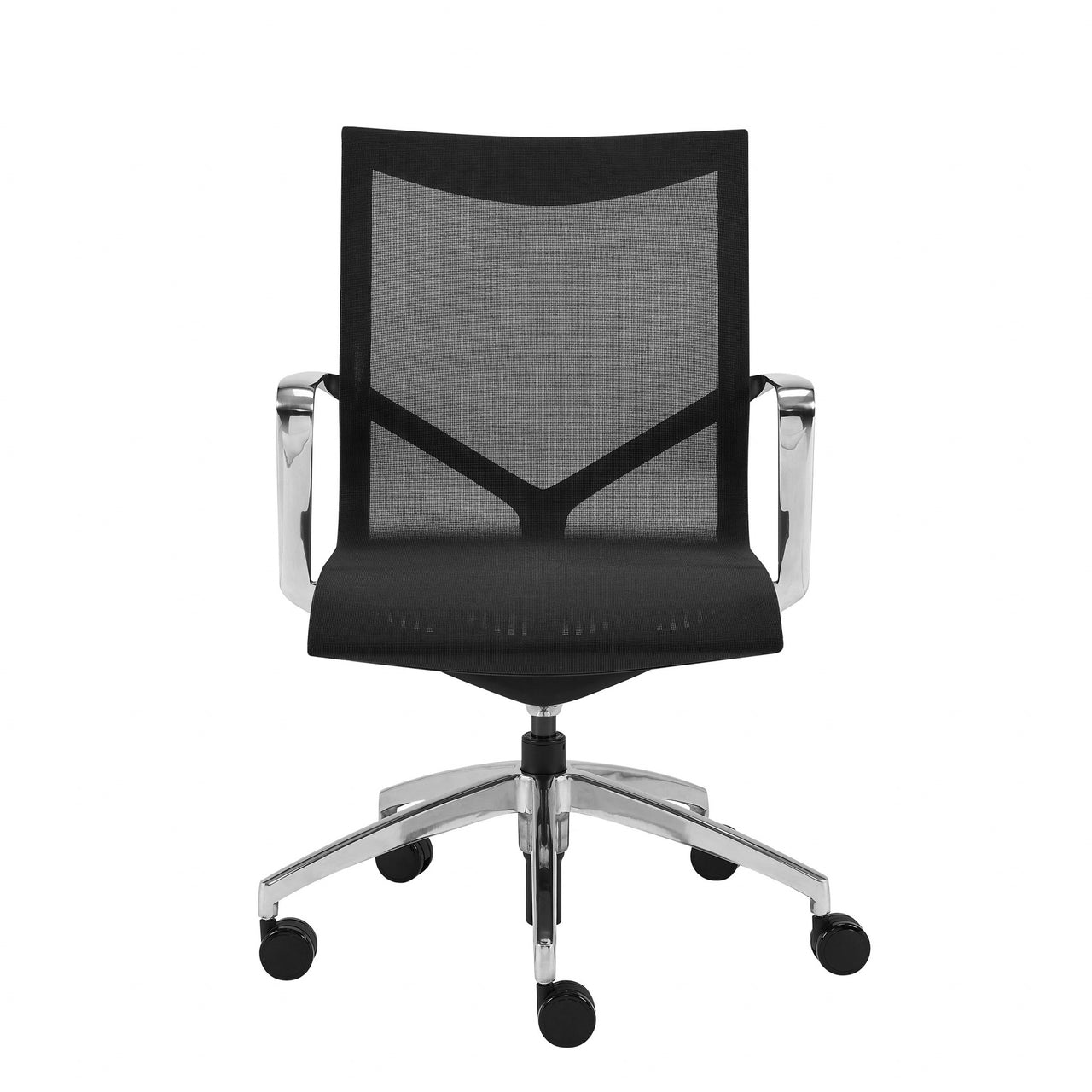 Low Back Black Mesh Aluminum Base Office Chair-0