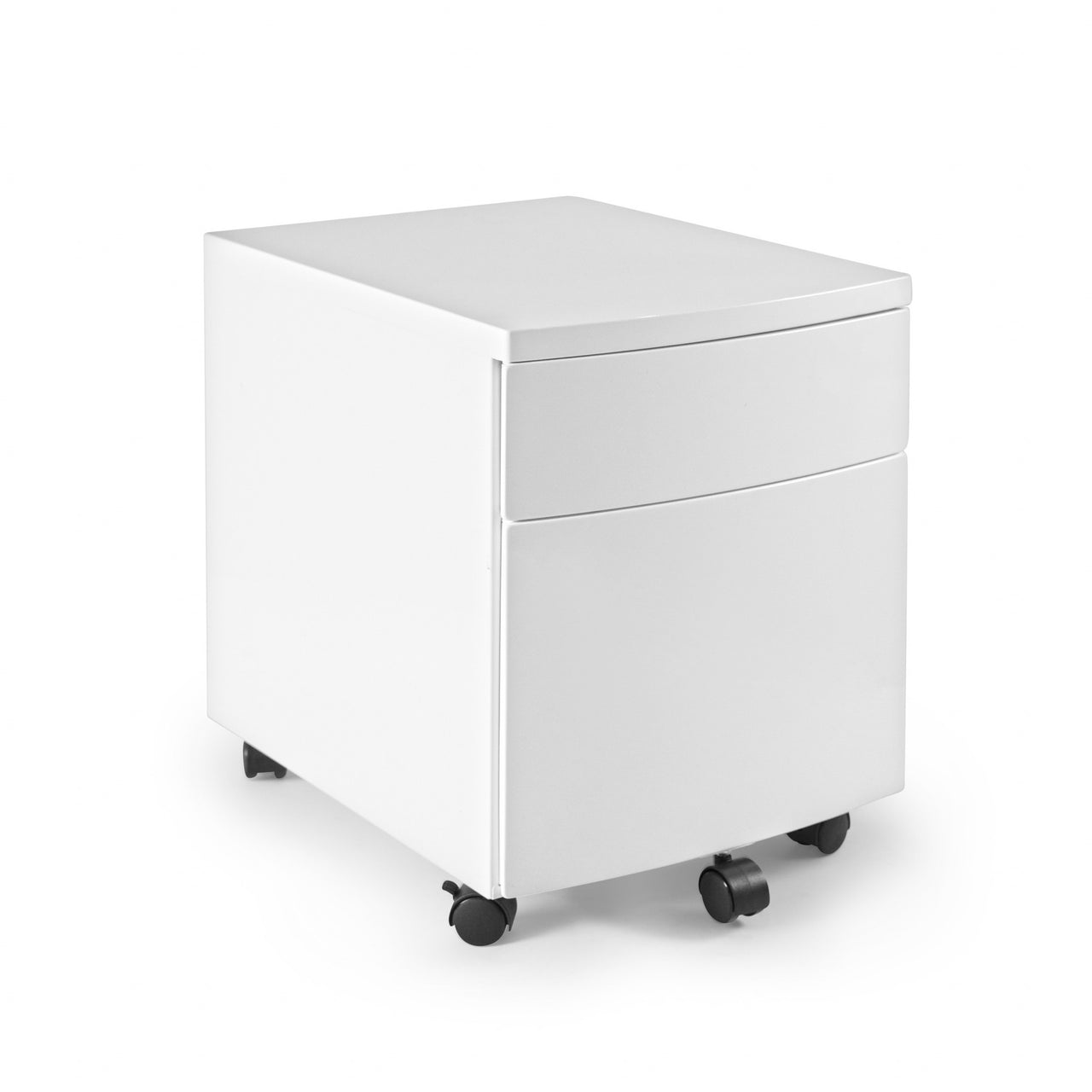 White Two Drawer Rolling Filing Cabinet-5