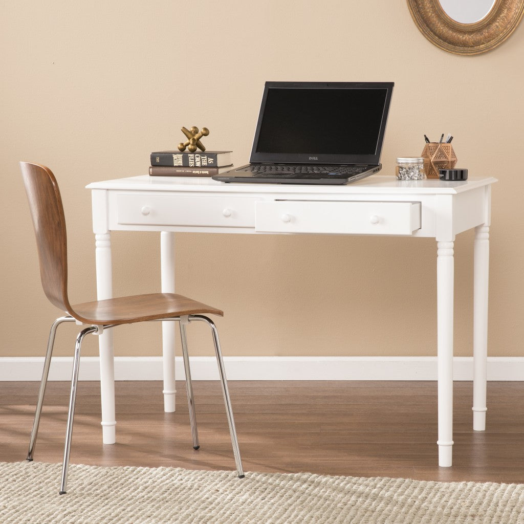 Crisp White Desk with Drawers-2