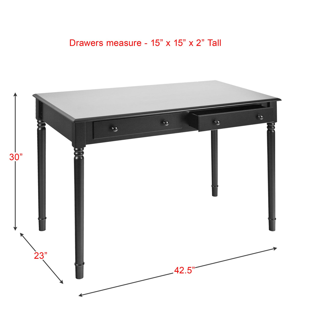 Satin Black Desk with Drawers-5