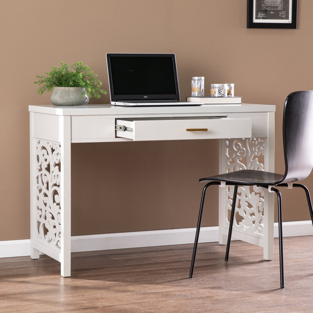 Gray Lattice Desk with Storage-1