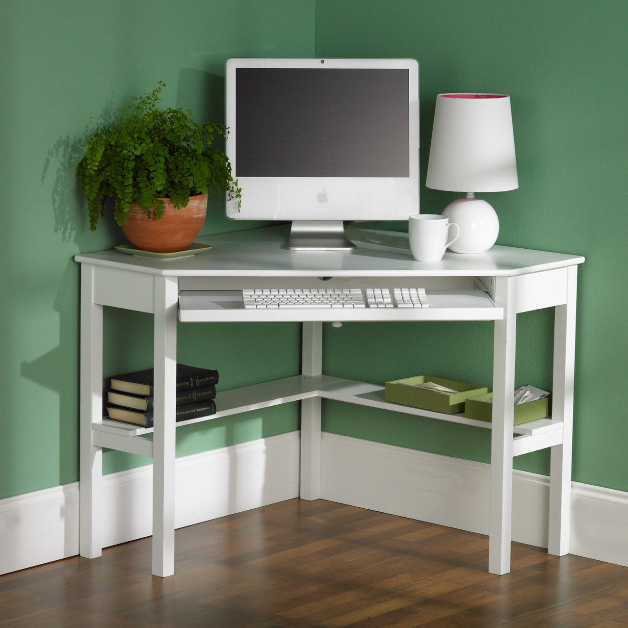 White Corner Computer Desk-0