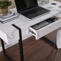 Thumbnail for White Faux Marble Topped Desk-1