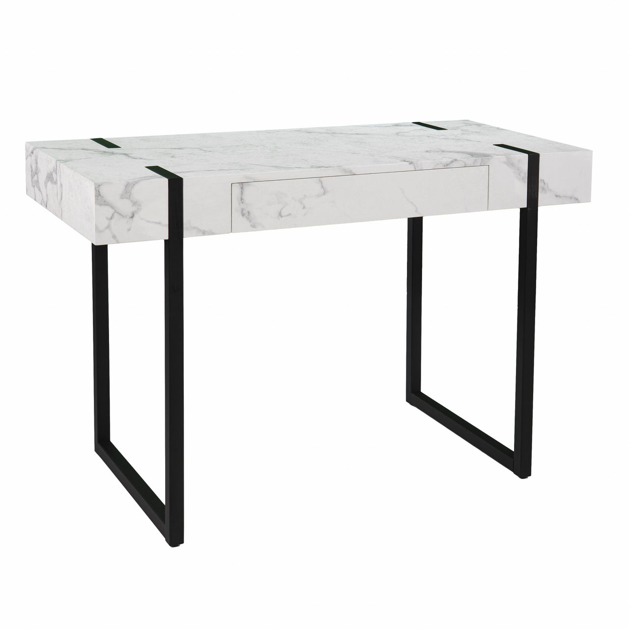White Faux Marble Topped Desk-4