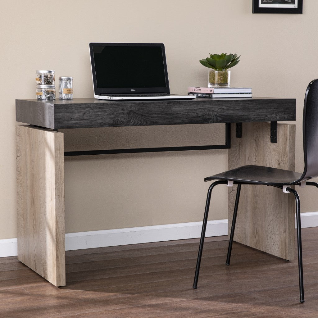 Black Wood and Iron Writing Desk-0