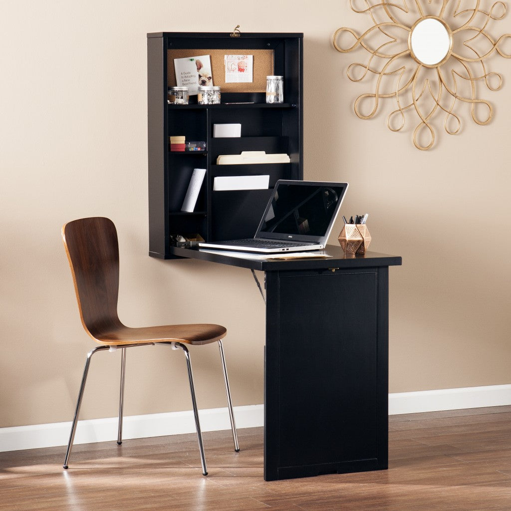 Black Fold Out Convertible Wall Mount Desk-2