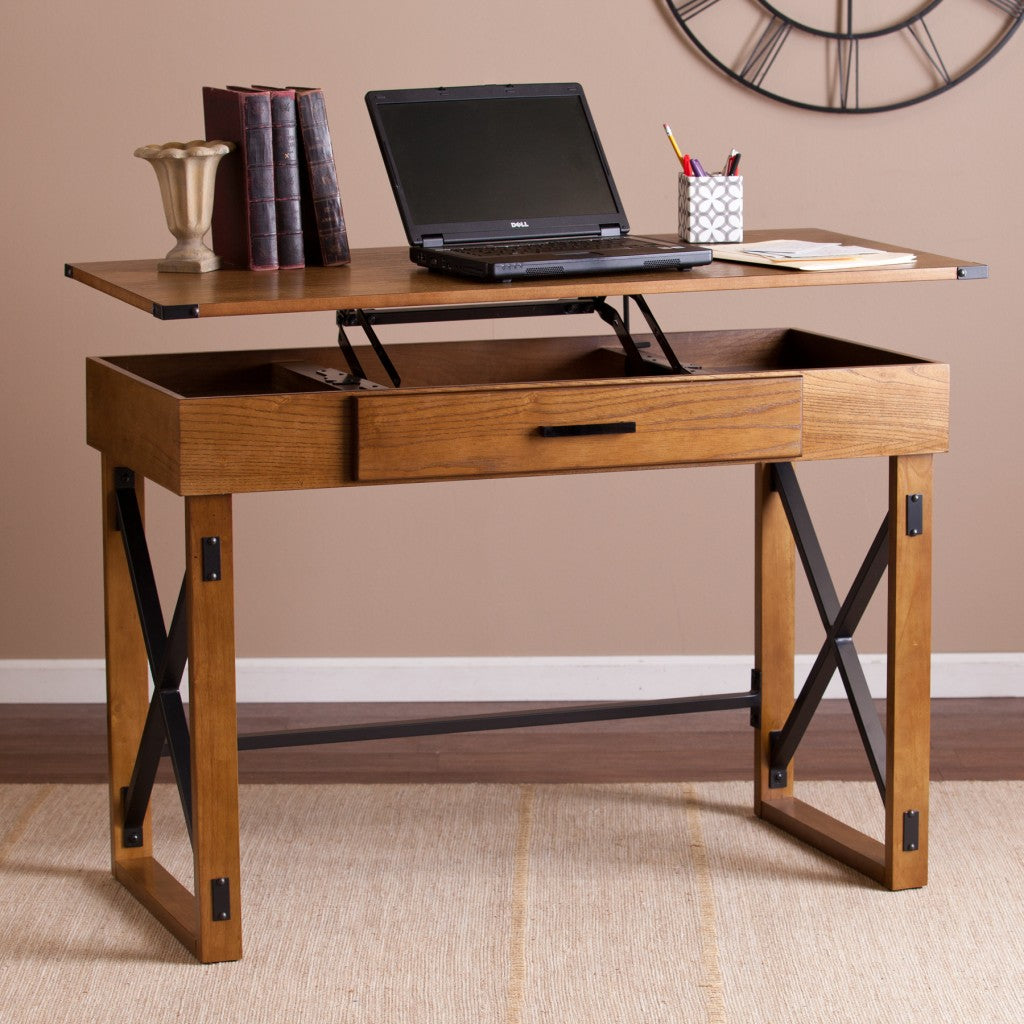 Natural Brown Adjustable Height Desk-2